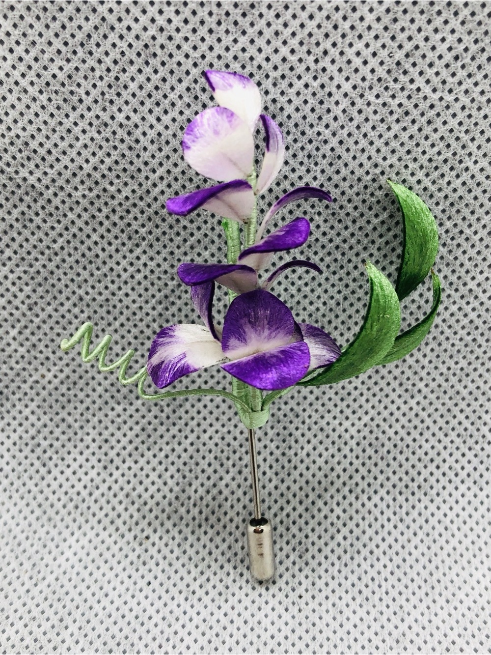 Purple & White Floral Lapel Pin